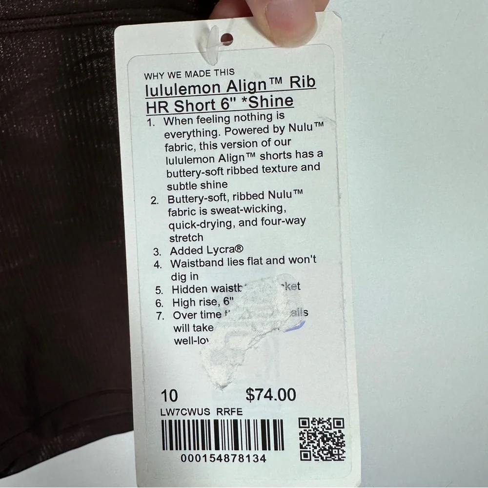 NWT Lululemon Align Rib HR Short 6